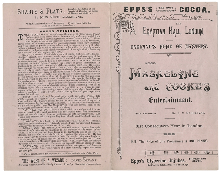 Maskelyne & Cooke Egyptian Hall Program.