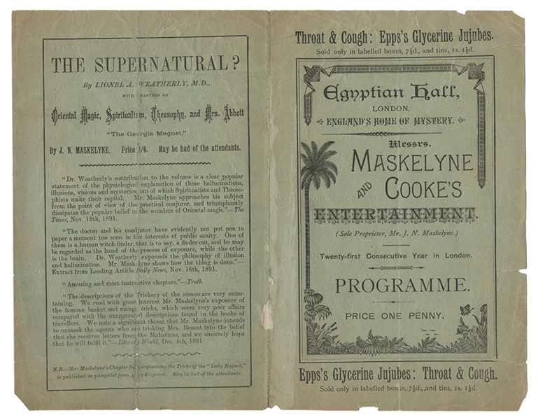 Maskelyne & Cooke Egyptian Hall Program. 