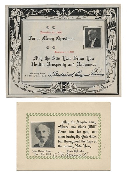 Pair of Signed Christmas Cards from Magician F.E. Powell.