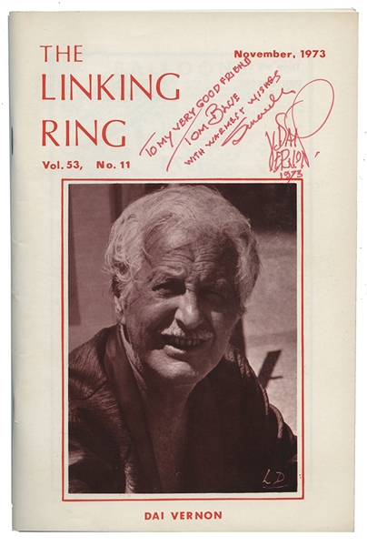 Inscribed and Signed Dai Vernon Issue of The Linking Ring. 
