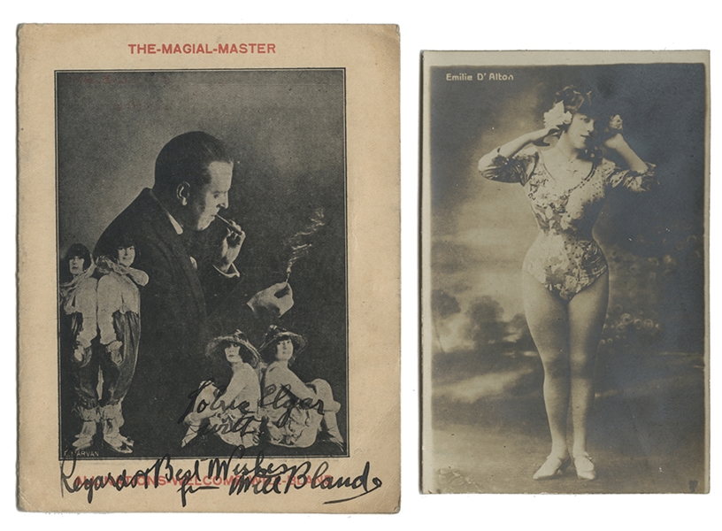 Group of 1920s—30s Magicians Letters, Postcards, and Letterhead, Including Cardini. 