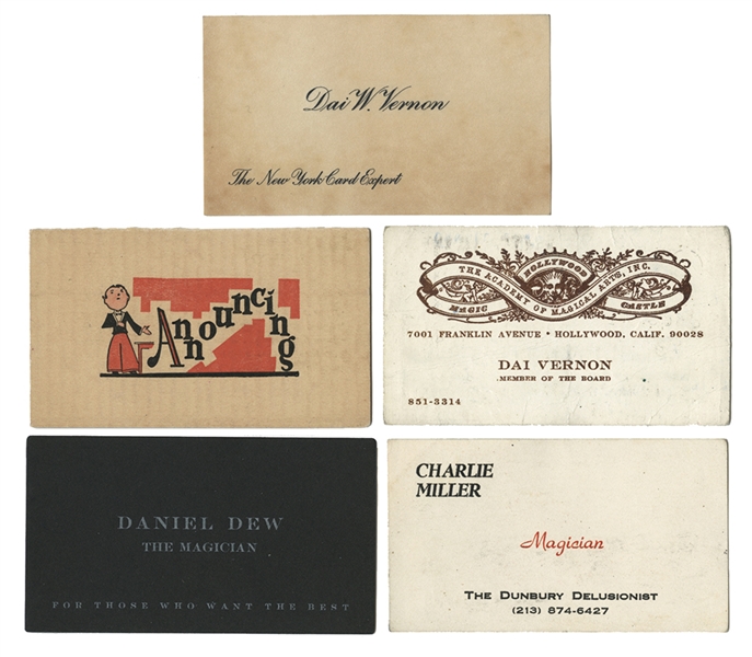Group of Magicians’ Business Cards. 