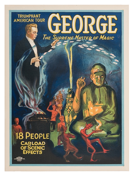 Triumphant American Tour Poster. George the Supreme Master of Magic. 