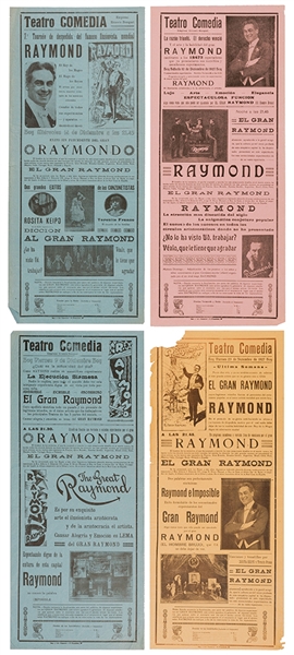 The Great Raymond. Four 1920s Broadsides. 