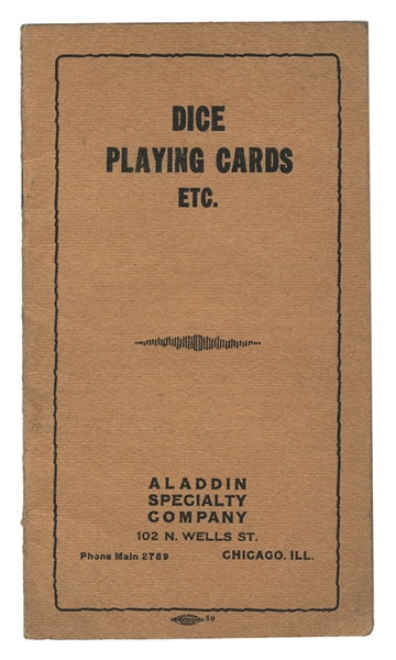 Aladdin Specialty Company Dice & Playing Card Catalog. 