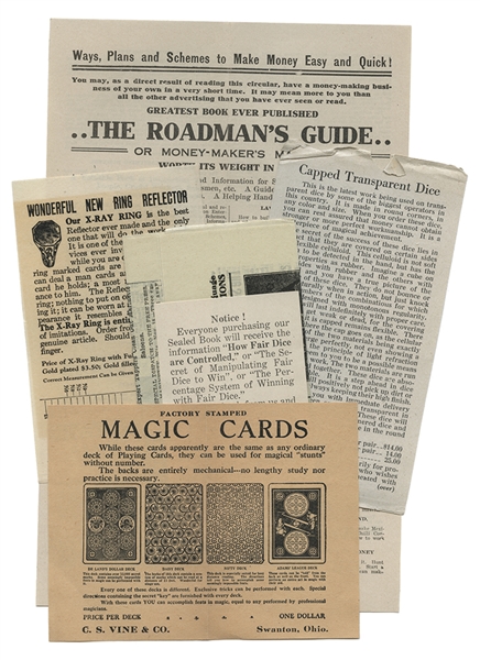 C.S. Vine and Company. Three Gambling Supply Catalogs & Miscellaneous Inserts and Flyers. 
