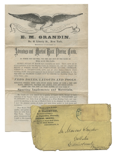 E.M Grandin & Co. Four Page Flyer & Letter/Envelope to Mr. Snyder from Grandin. 