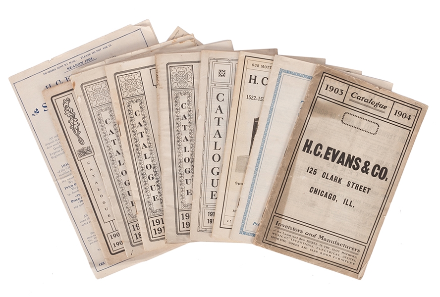 Nine H.C. Evans & Co. Gambling Supply Catalogs and Lists. 