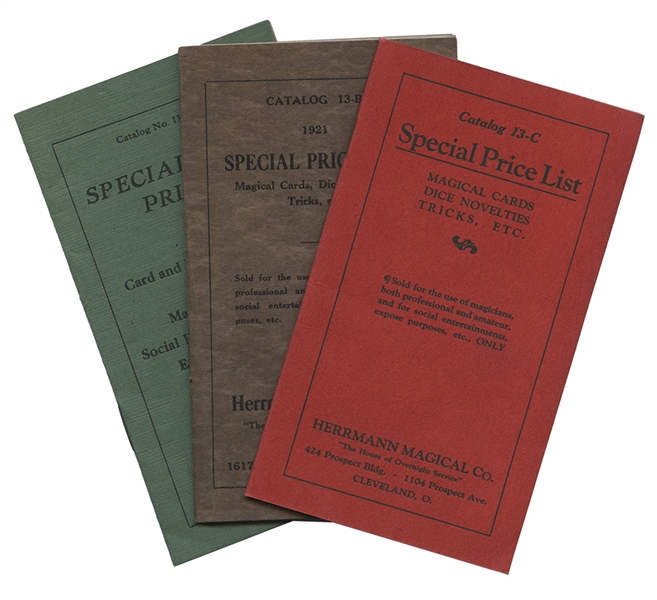 Herrmann Magical Co. Three Pocket Gambling Supply Catalogs. 