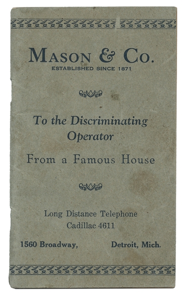 Mason & Co. Catalog “To the Discriminating Operator, From a Famous House.” 