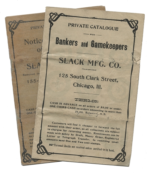 Slack Mfg. Co. Two “Private Catalog” Gambling Catalogs. 