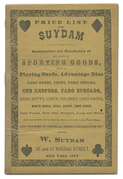 William Suydam Sporting Goods Gambling Catalog. 