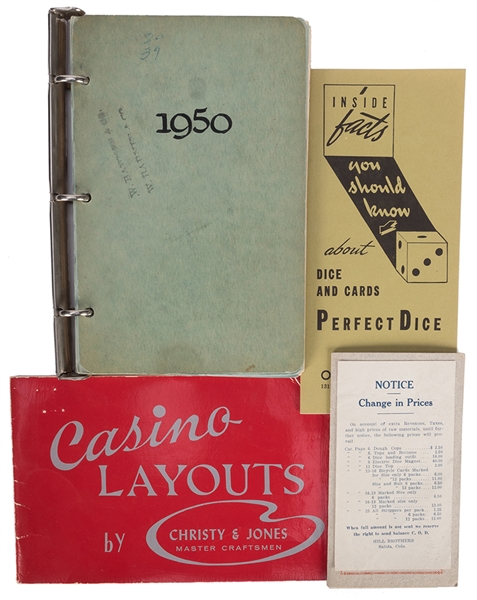 Four Miscellaneous Gambling Supply Catalogs. 
