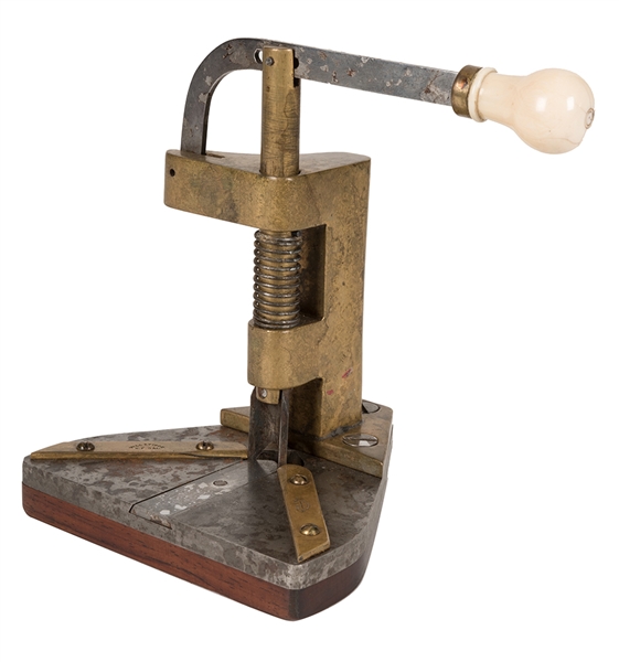 Will & Finck Brass & Steel Corner Rounder with Ivory Handle. 