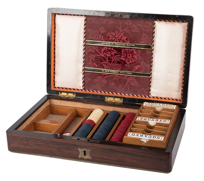 200 Ivory Chips in Handsome Rosewood Case. 