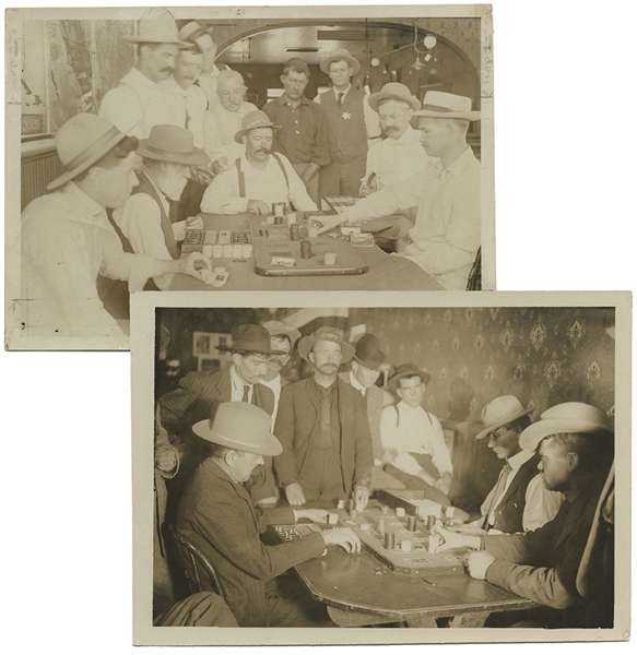 Two Photos of a Game of Faro in Progress. 