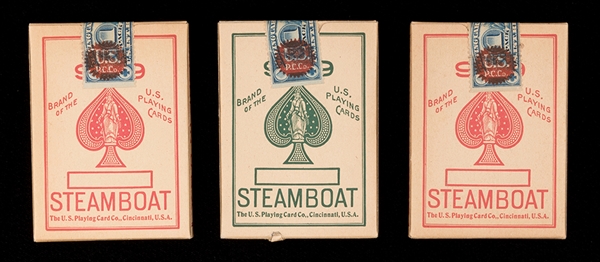 Three Steamboat 999 Decks Playing Cards. 
