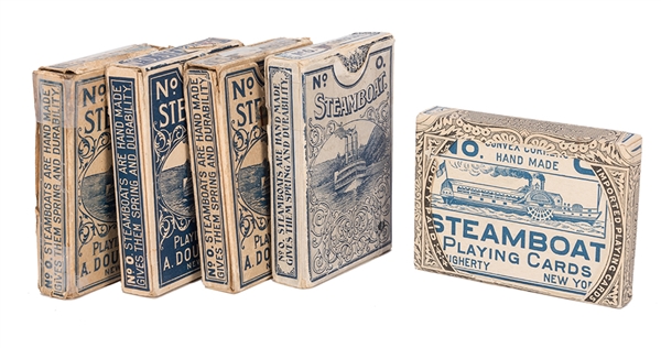 Five Steamboat No. 0 Decks Playing Cards. 