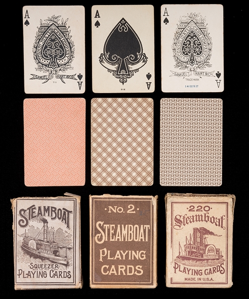 Three Steamboat Decks Playing Cards. 