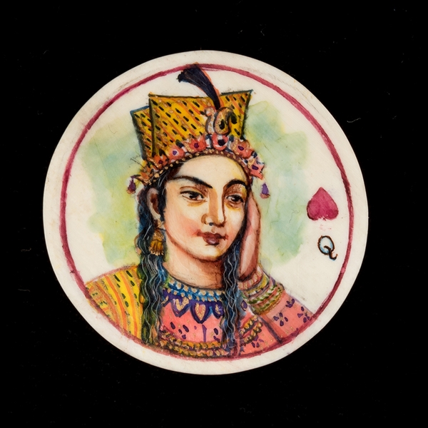 Hand Painted Ivory Queen of Hearts. 