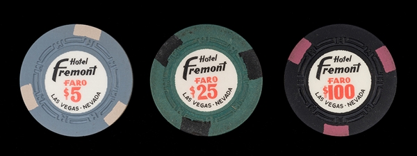 Three Fremont Hotel Faro Chips. 