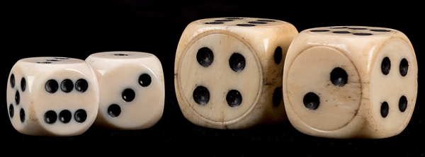 Two Pairs of Ivory Ball Dice. 