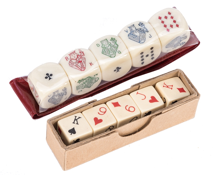 Two Sets of Celluloid Poker Dice in Original Wraps. 