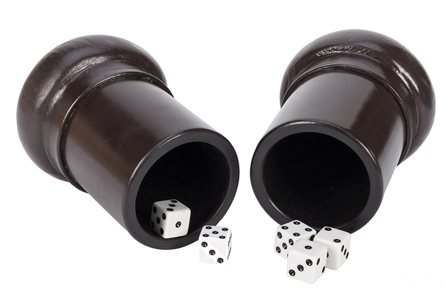Pair of Gaffed Leather “Butterfly” Dice Cups. 