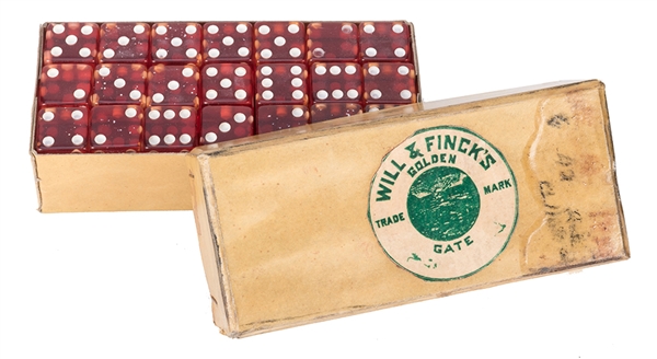 Will & Finck Box of 42 Celluloid Dice. 