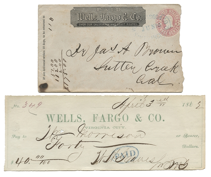 Wells Fargo & Co. Envelope & Wells Fargo & Co. Bank Draft. 