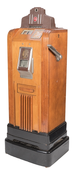 O.D. Jennings Co. 5 Cent Bronze Chief Console Slot Machine. 