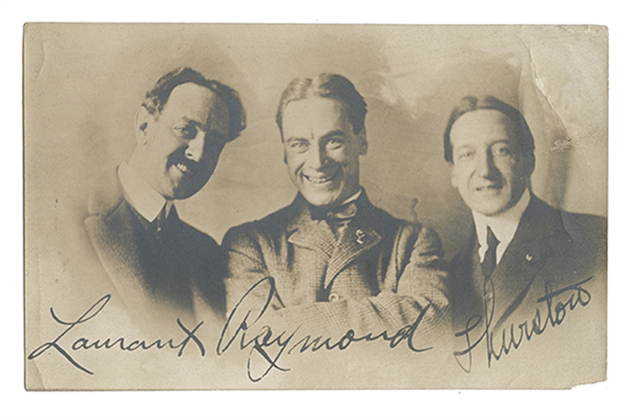 Maurice Raymond, Howard Thurston, and Eugene Laurant Group Snapshot. “When Shall We Three Meet Again?”