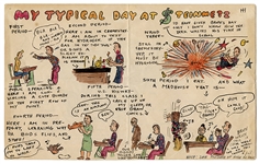 Original High School Cartoon, “My Typical Day at Steinmetz,” by Hugh Hefner.