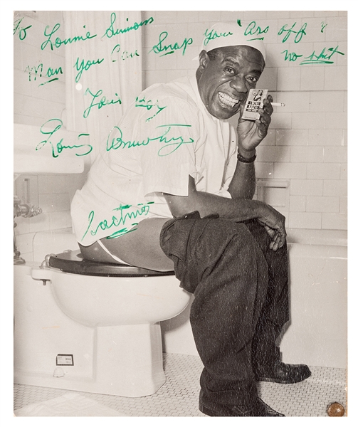 Louis Armstrong Signed “Swiss Kriss” Laxatives Advertising Photograph.