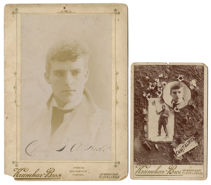 Two Cabinet Card Portraits of Chas. T. Aldrich, one Signed.