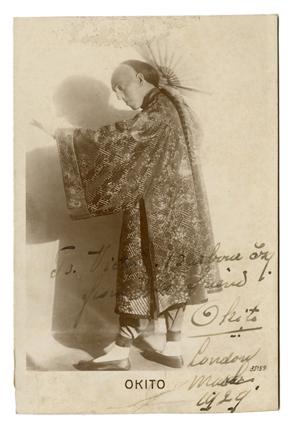 Inscribed and Signed RPPC of Okito in Costume.