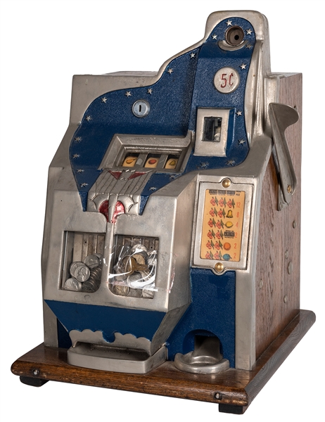 Mills 5 Cent Thunderbird QT Slot Machine.