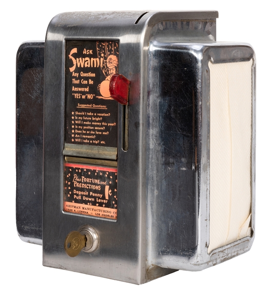 “Ask Swami” 1 Cent Napkin Dispenser.