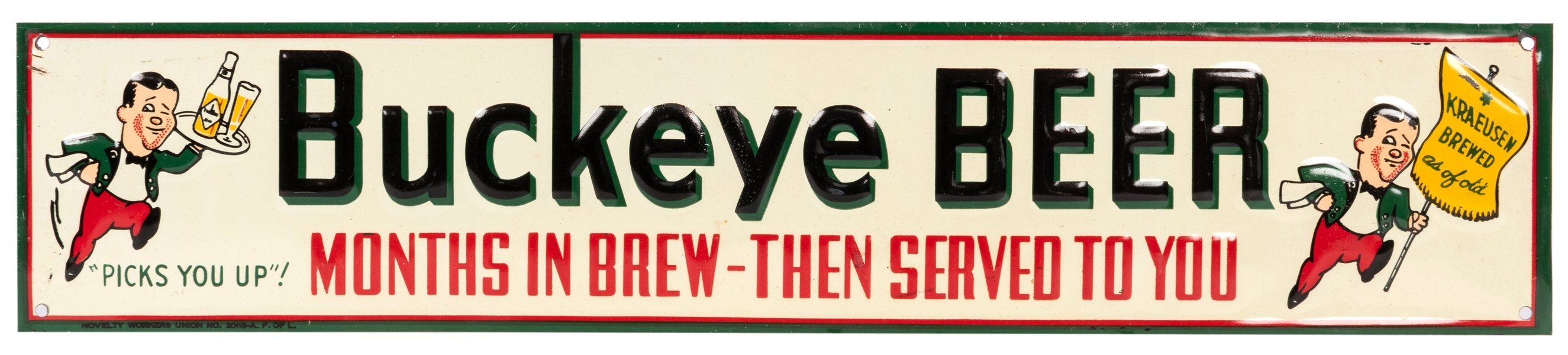 Buckeye Beer Tin Sign.