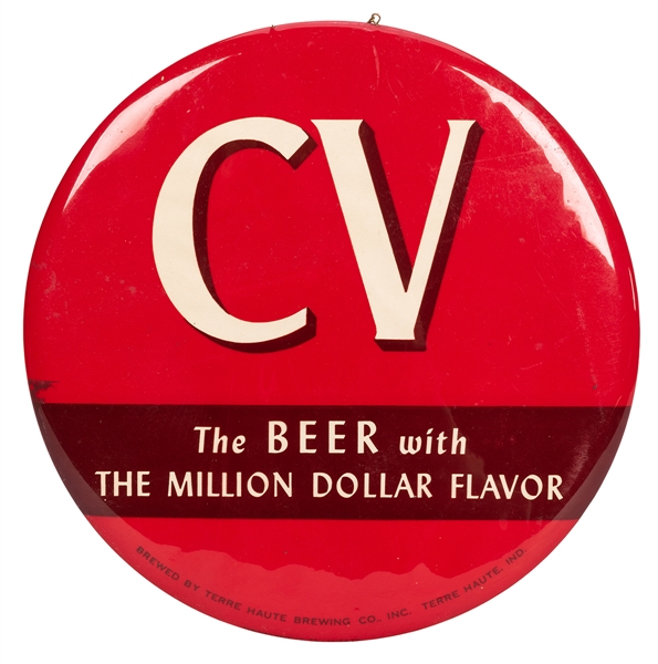 Champagne Velvet Beer Celluloid Button Sign.