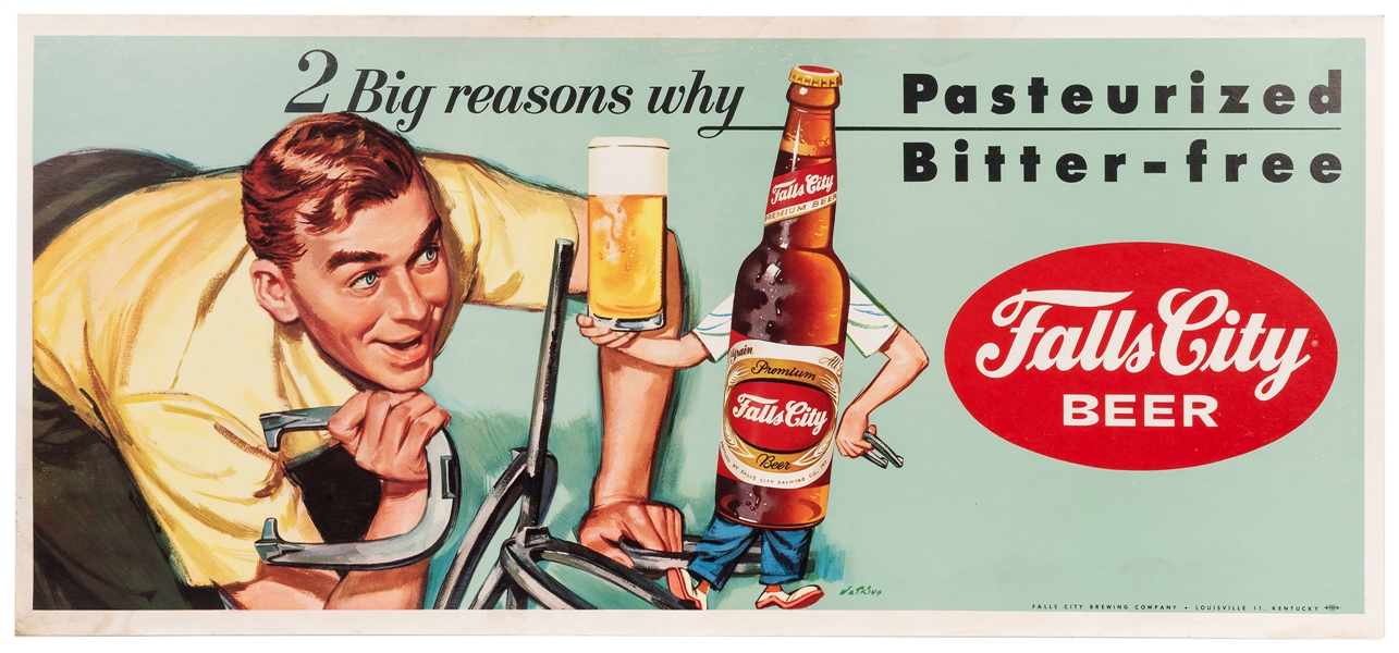 Falls City Beer. Two Cardboard Advertising Signs.