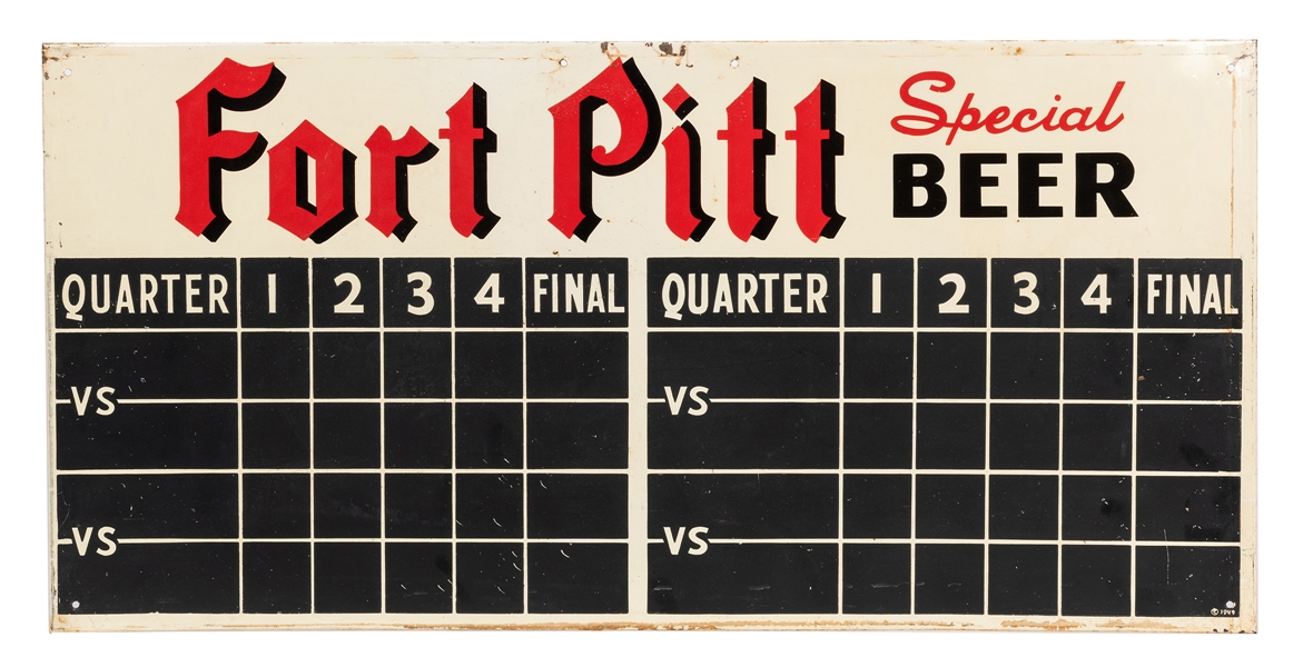 Fort Pitt Beer Scoreboard Sign.