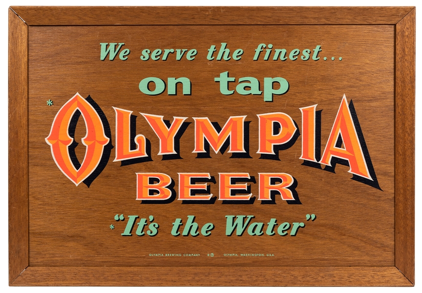 Olympia Beer Painted Wooden Sign.