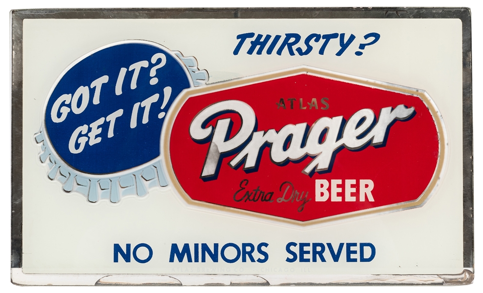 Prager Beer Reverse Glass Sign.