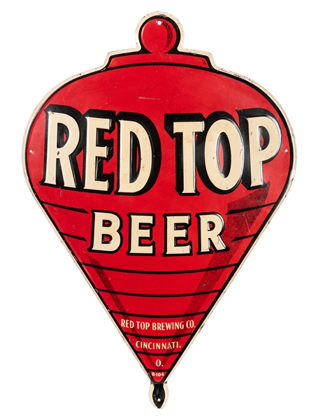 Red Top Beer Embossed Die-Cut Tin Sign.