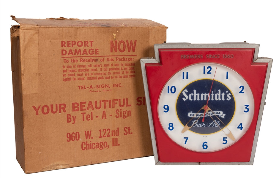 Schmidt’s of Philadelphia. Lighted Advertising Clock.