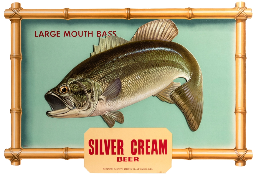 Silver Cream Beer. Four Die-Cut Fish Signs.