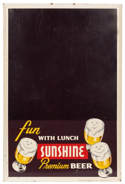 Sunshine Premium Beer Chalkboard Advertisement.