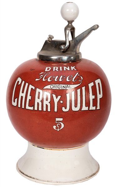 Howel’s Original Cherry-Julep 5 Cent Syrup Dispenser With Pump.