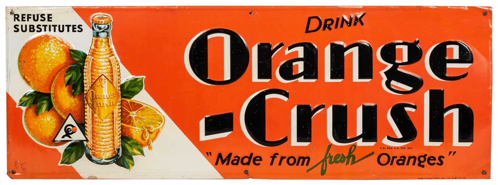 Orange Crush Embossed Tin Sign.